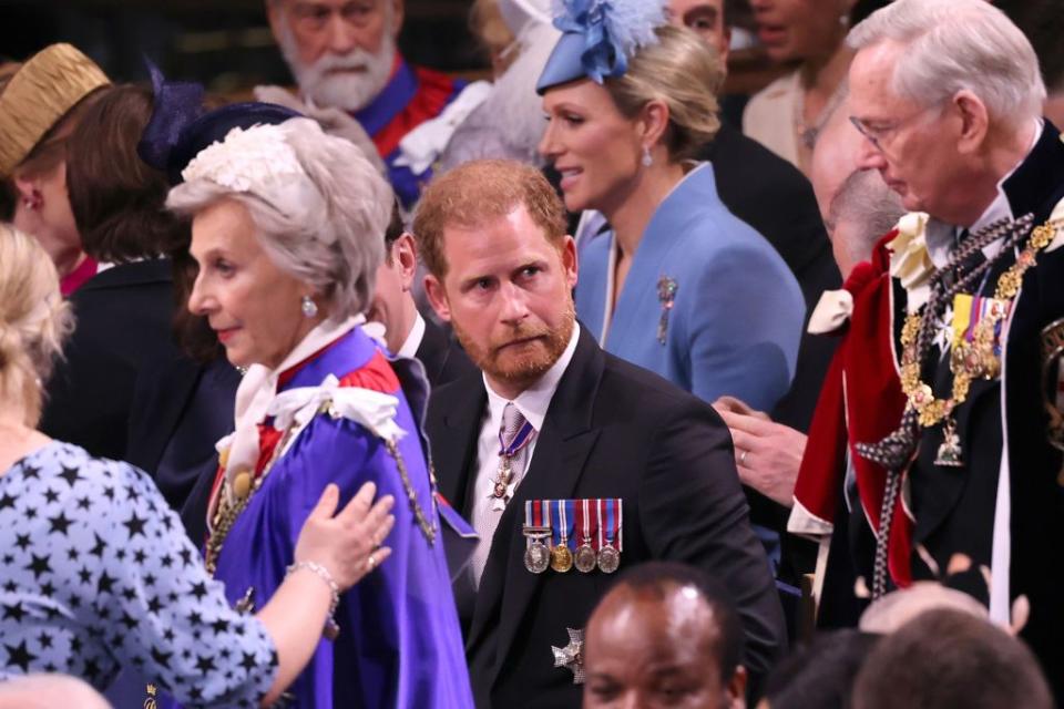 london, england may 06 prince harry, duke of sussex attends the coronation of king charles iii and queen camilla at westminster abbey on may 6, 2023 in london, england the coronation of charles iii and his wife, camilla, as king and queen of the united kingdom of great britain and northern ireland, and the other commonwealth realms takes place at westminster abbey today charles acceded to the throne on 8 september 2022, upon the death of his mother, elizabeth ii photo by richard pohle wpa poolgetty images