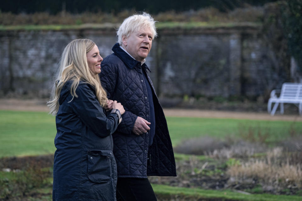 Picture shows: Carrie (OPHELIA LOVIBOND) and Prime Minister Boris Johnson (KENNETH BRANAGH)