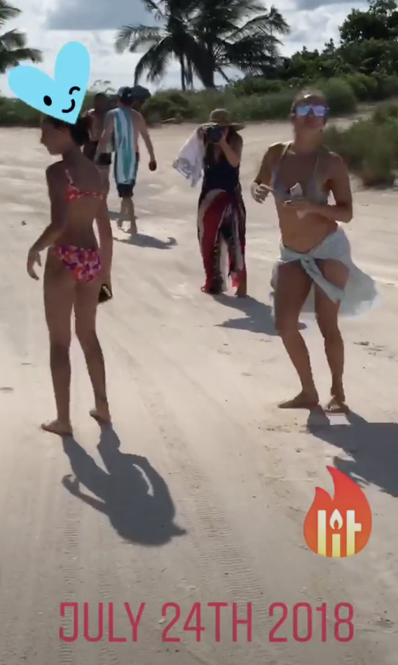 Birthday girl Lopez worked in some dance moves on the beach. (Photo: Jennifer Lopez via Instagram Stories)