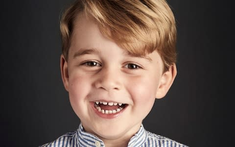 Prince George also wore a shirt by Amaia Kids for his fourth birthday portrait  - Credit:  Chris Jackson