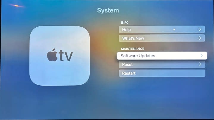 Updating an Apple TV 4K to tvOS 18: Step 4.