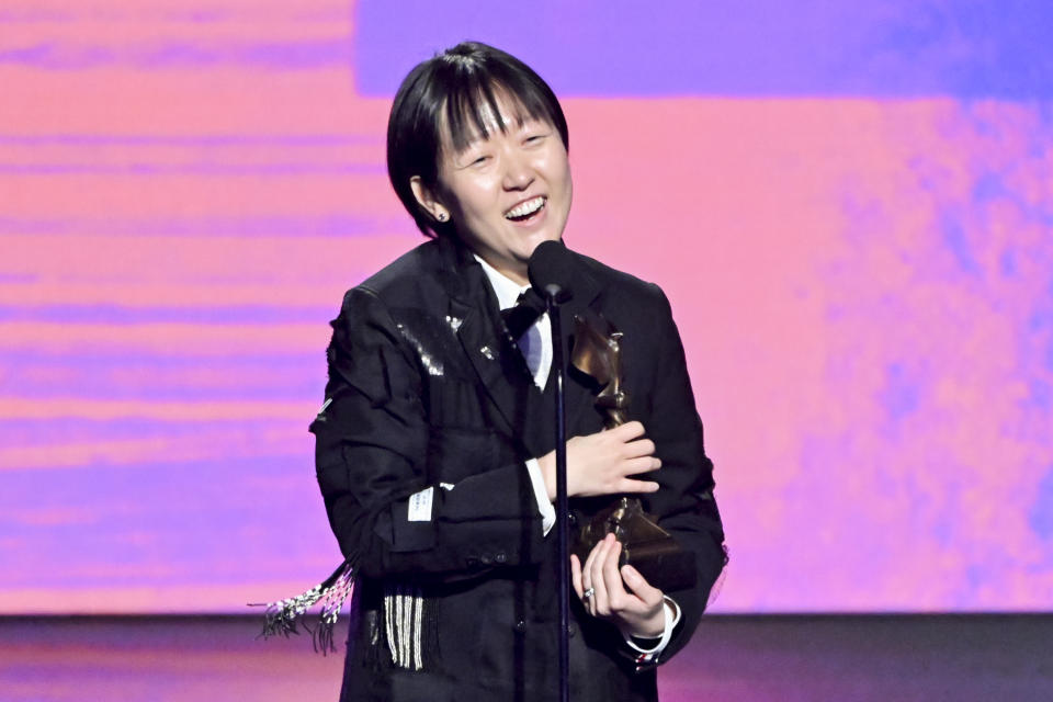 Celine Song accepts the award for Best Director for “Past Lives” onstage at the 2024 Film Independent Spirit Awards held at the Santa Monica Pier on February 25, 2024 in Santa Monica, California.