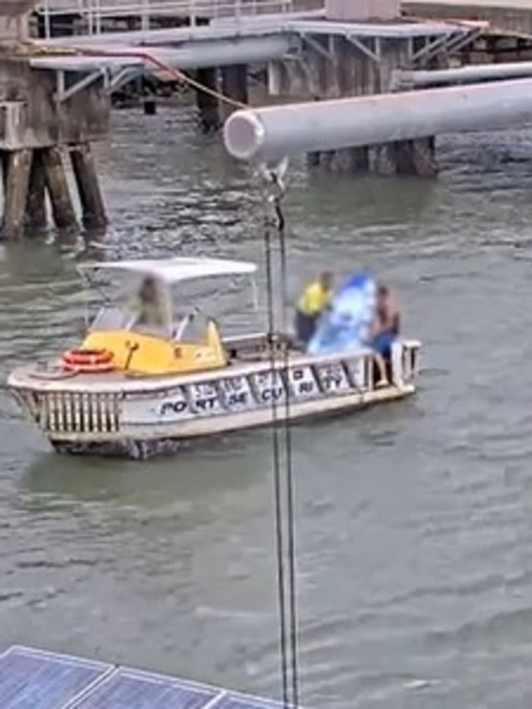 Man & boat were hauled back to shore by a kind port crew