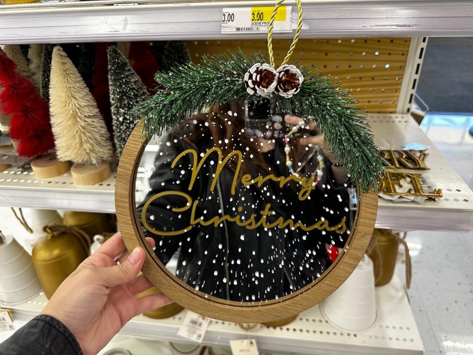 A Merry Christmas mirror at Target in October 2023.