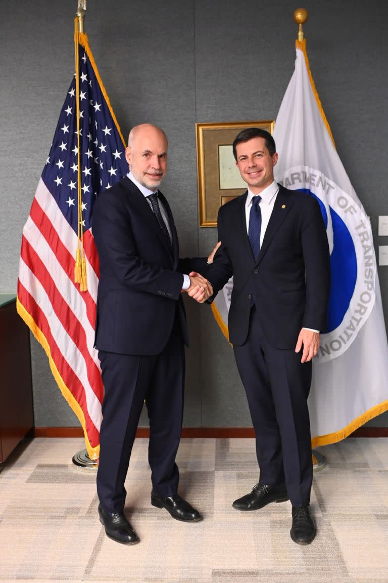 Horacio Rodríguez Larreta con Pete Buttigieg, Secretario de Transporte