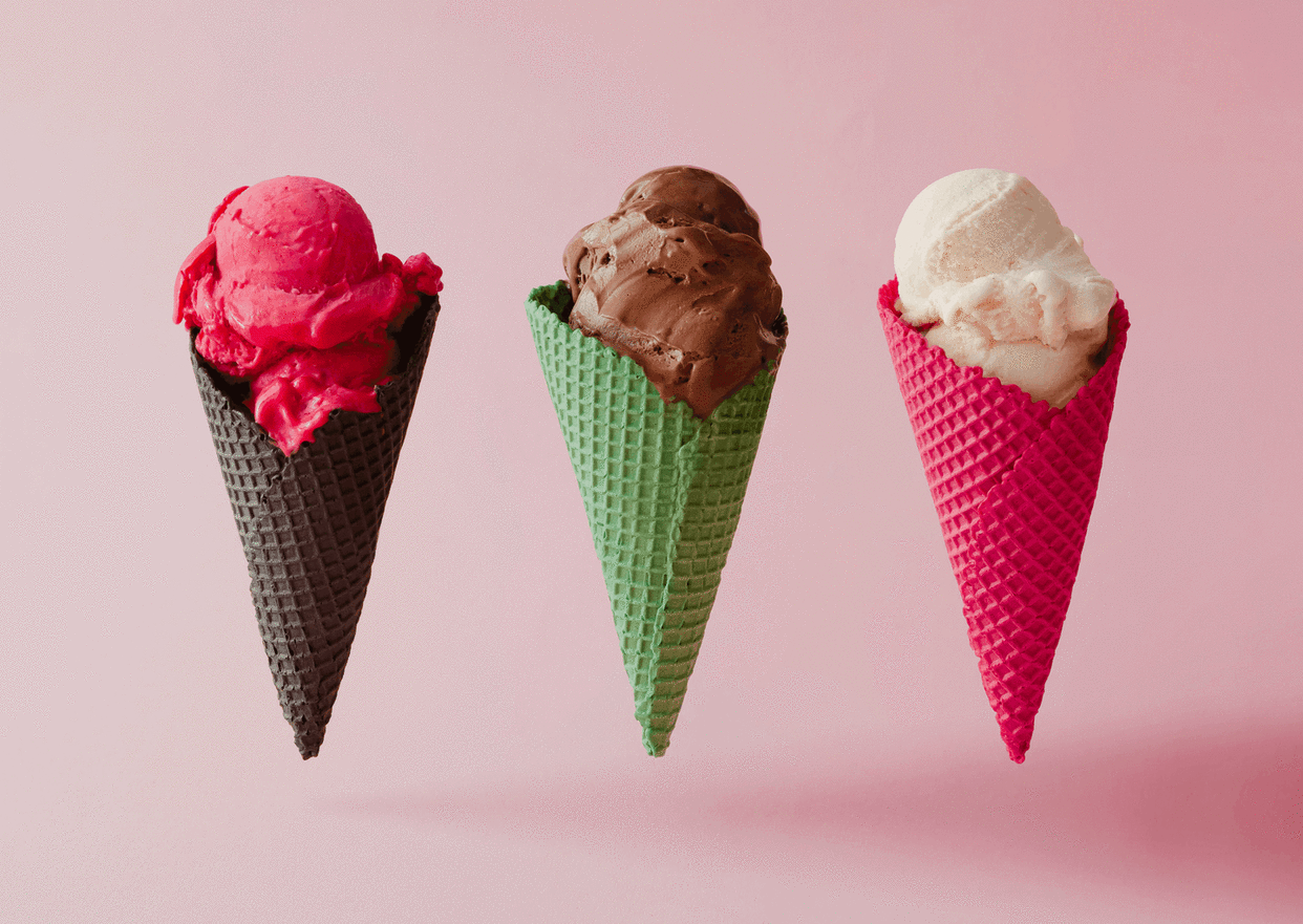 The choice of flavor may be up to you, but the number of scoops will depend on what your companion gets. <a href="https://www.shutterstock.com/image-photo/various-ice-cream-on-pink-pastel-674512801" rel="nofollow noopener" target="_blank" data-ylk="slk:Zamurovic Photography/Shutterstock.com;elm:context_link;itc:0;sec:content-canvas" class="link ">Zamurovic Photography/Shutterstock.com</a>