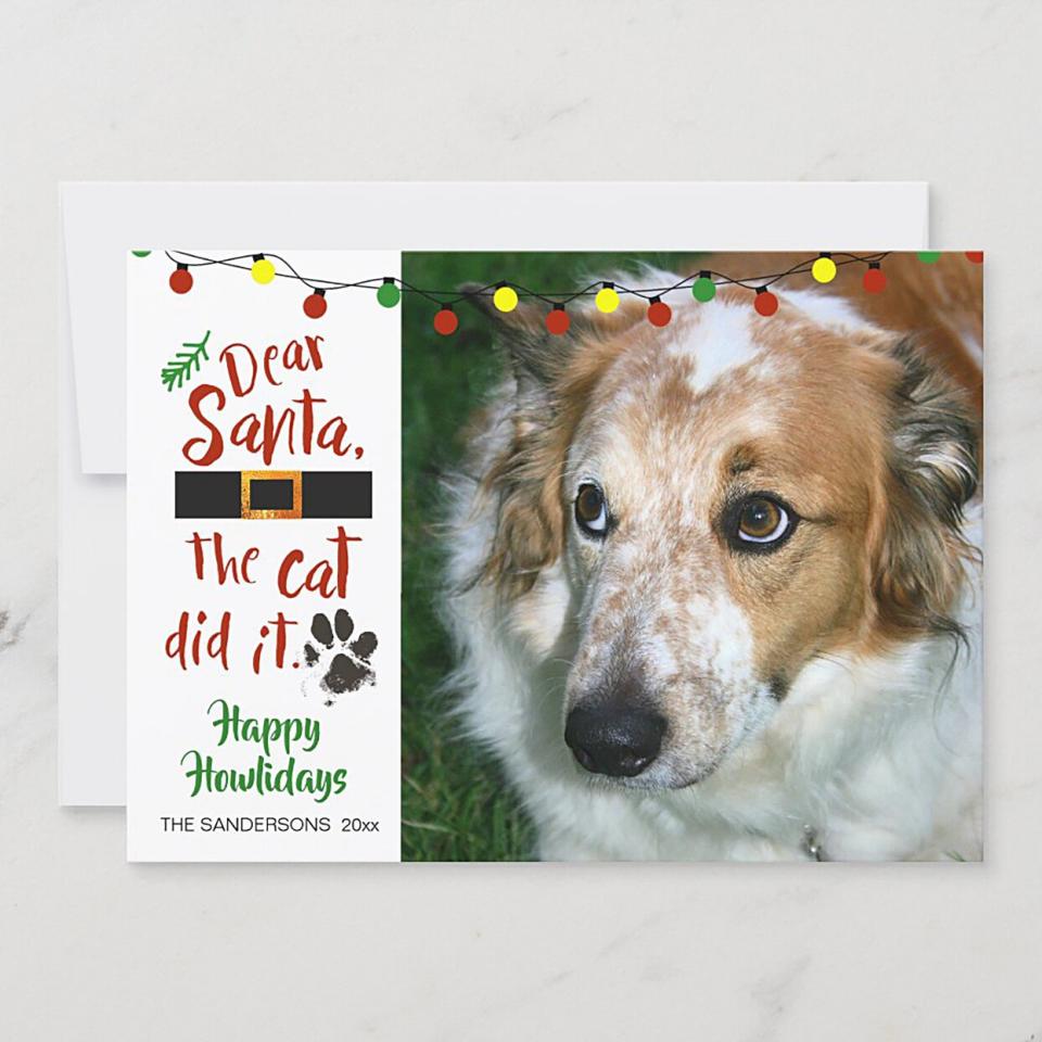 Product photo of a "Dear Santa, The Cat Did It" Holiday Card