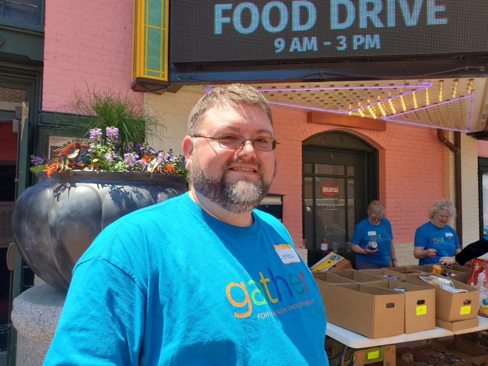 Seneca Bernard, assistant director for Gather, at the Fill the Hall event at The Music Hall in Portsmouth Sunday, June 26, 2022.