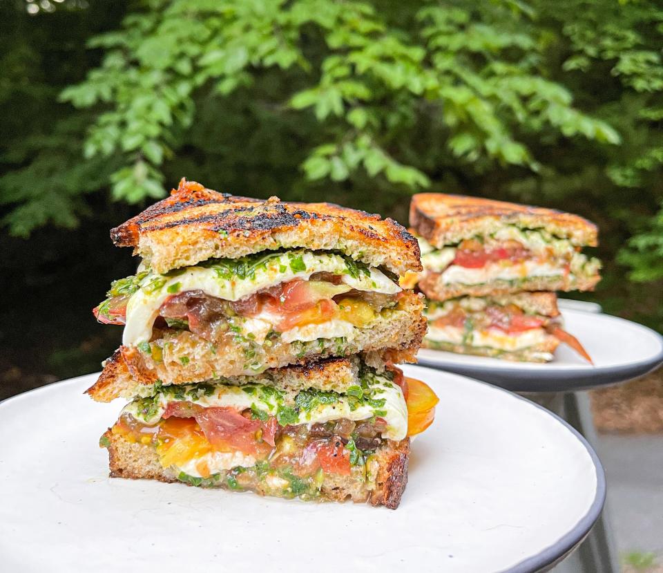 Balsamic Glazed Caprese Sandwiches on plates