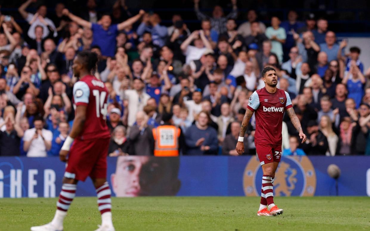 West Ham United's Emerson Palmieri reacts after conceding their second goal