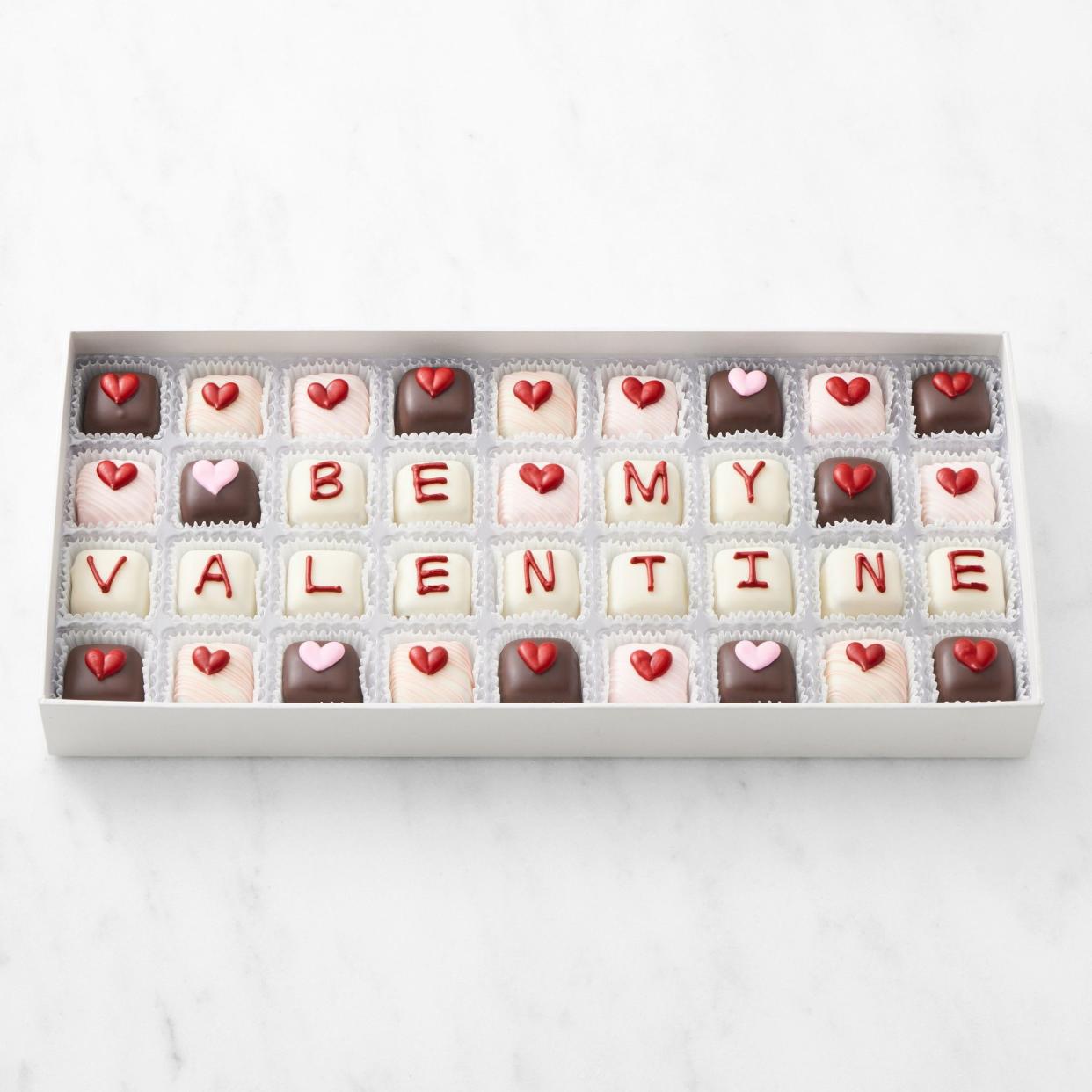 <p><a href="https://go.redirectingat.com?id=74968X1596630&url=https%3A%2F%2Fwww.williams-sonoma.com%2Fproducts%2Fvalentines-day-petit-fours%2F&sref=https%3A%2F%2Fwww.redbookmag.com%2Ffood-recipes%2Fentertaining%2Fg46584966%2Fbest-valentines-candy-to-buy%2F" rel="nofollow noopener" target="_blank" data-ylk="slk:Shop Now;elm:context_link;itc:0;sec:content-canvas" class="link rapid-noclick-resp">Shop Now</a></p><p>Chocolate Petit Fours</p><p>williams-sonoma.com</p><p>$34.95</p>