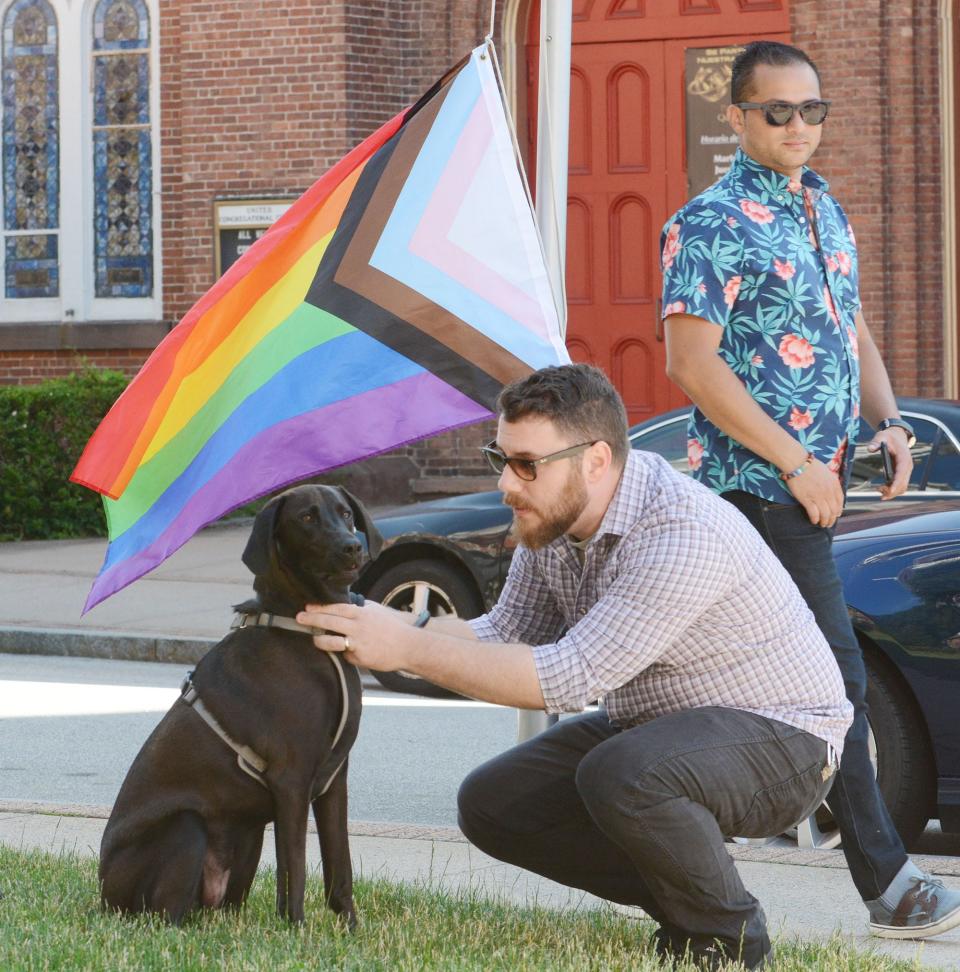 Pride flag raising ceremony at Norwich City Hall