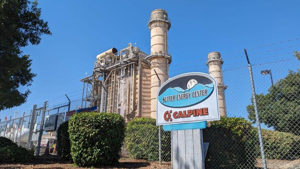 A view of Calpine’s Sutter Energy Center outside Yuba City on Thurs. July 20, 2023. The gas plant is slated for a potential first-in-the-nation carbon capture project.
