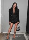 <p>Ever wondered how to nail the little black dress (LBD) for a night out? Look no further than Megan's plunging iteration, coupled with mega strappy heels.</p>