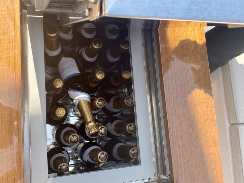 A view of the champagne ice cooler.