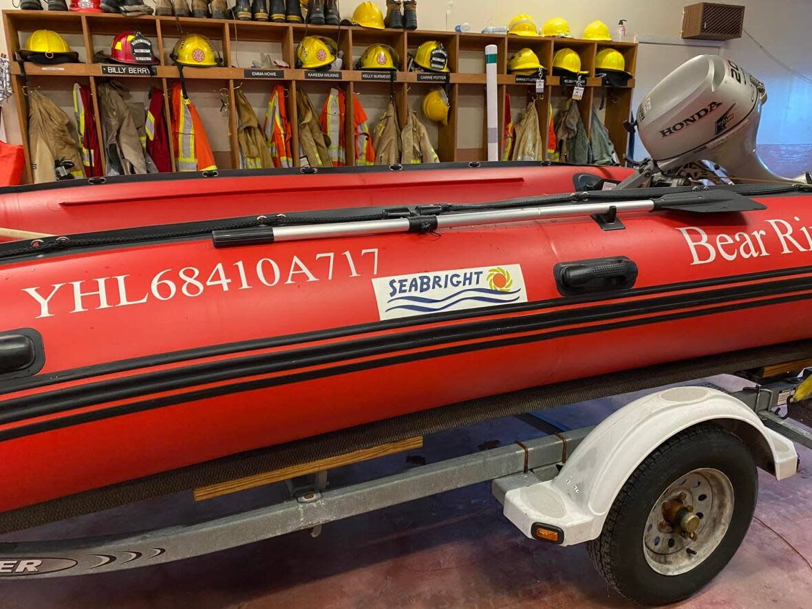 The fire department was inspired to buy the boat after two men died in a boating accident in Sissiboo Grand Lake in 2021. (Bear River Fire Department/Facebook - image credit)