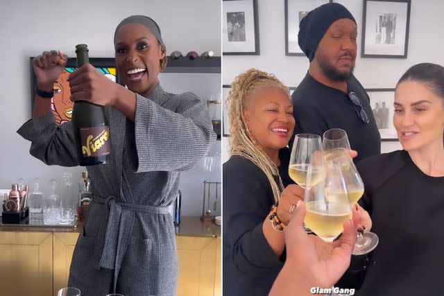 <p>Issa Rae/Instagram</p> Issa Rae gets ready for the 2024 Golden Globes