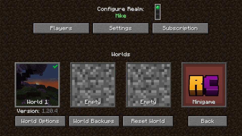 Minecraft menu screenshot