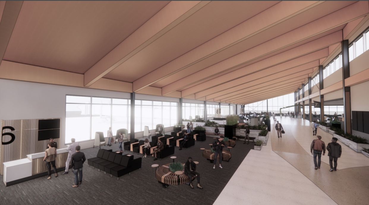 Rendering of the expanded floor plans of the airport gates. The Appleton International Airport plans to expand its terminal by 250 feet and add four new gates.