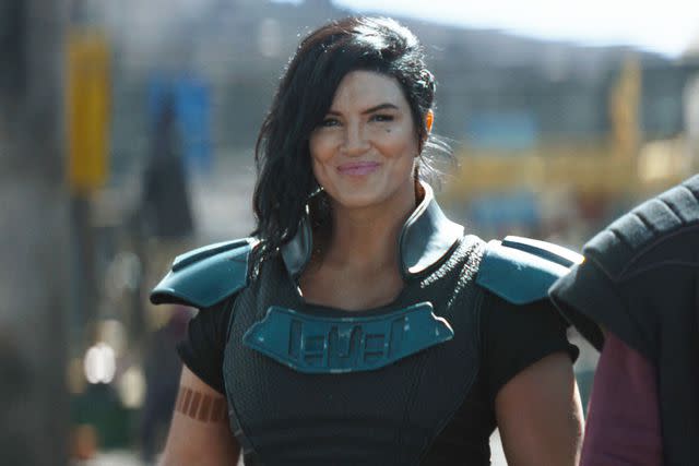 <p>Disney+</p> Gina Carano as Cara Dune in The Mandalorian.