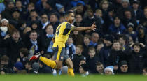 <p>Britain Football Soccer – Manchester City v Arsenal – Premier League – Etihad Stadium – 18/12/16 Arsenal’s Theo Walcott celebrates scoring their first goal Reuters / Phil Noble Livepic EDITORIAL USE ONLY. No use with unauthorized audio, video, data, fixture lists, club/league logos or “live” services. Online in-match use limited to 45 images, no video emulation. No use in betting, games or single club/league/player publications. Please contact your account representative for further details. </p>