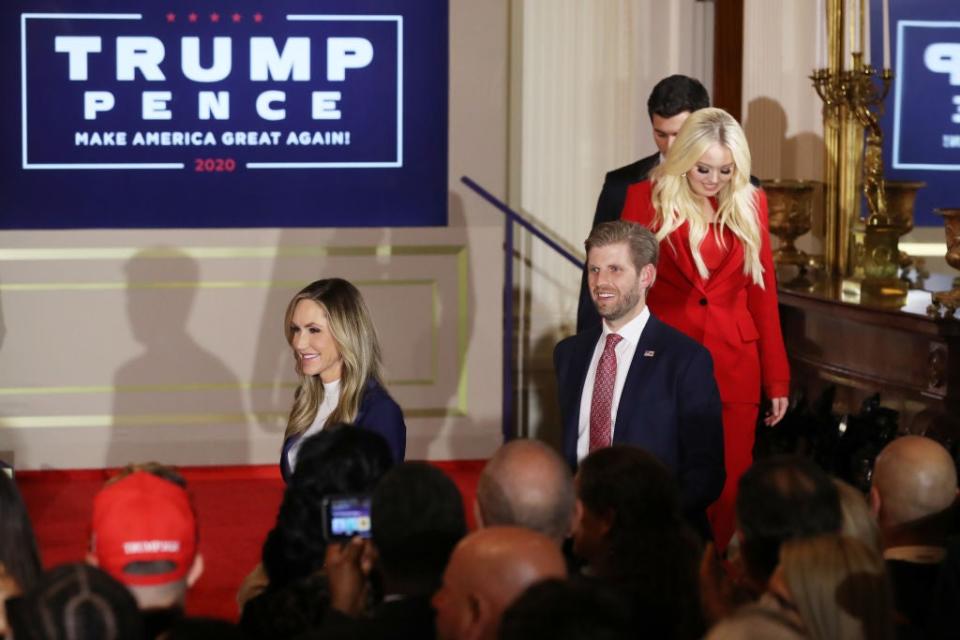 Eric Trump alongside his wife Lara Trump and sister Tiffany Trump (Getty Images)