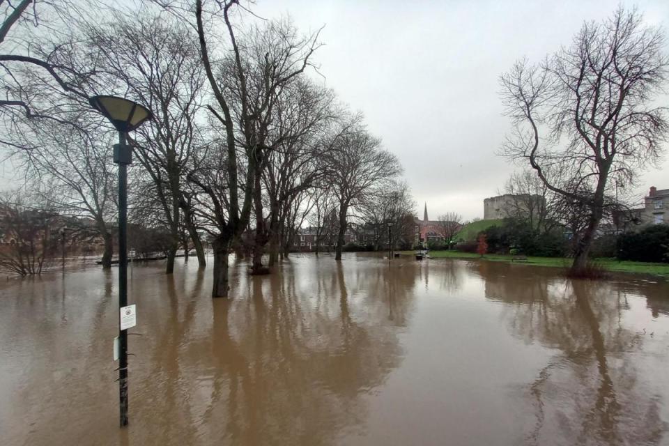 Flood water near Tower Street, York, on Sunday, December 10