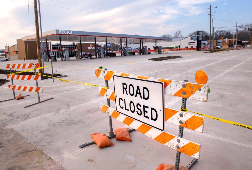 A section of N. Central Avenue between E. War Memorial Drive and E. Paris Avenue remains closed while construction of a new Beck's convenience store continues in Peoria Heights.