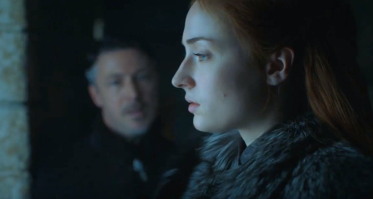 Is Sansa taking notes or thinking of her own strategy? 