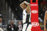 Los Angeles Clippers guard Lou Williams (23) reacts to a foul call in the second half of an NBA basketball game against the Atlanta Hawks, Wednesday, Jan. 22, 2020, in Atlanta. The Hawks won 102-95. (AP Photo/Brett Davis)