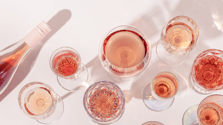 Glasses and bottle of rosé