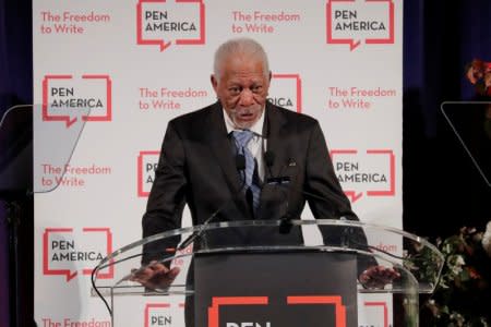 Actor Morgan Freeman speaks at the PEN America Literary Gala in New York, U.S., May 22, 2018.  REUTERS/Lucas Jackson