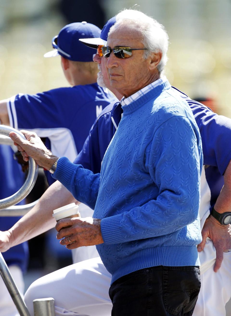 Los Angeles Dodgers Hall of Fame player Sandy Koufax stands at the batting cage prior to a baseball game against the San Francisco Giants on Saturday, April 5, 2014, in Los Angeles. (AP Photo/Alex Gallardo)