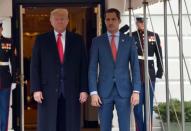Un des temps forts de Juan Guaido: sa visite à la Maison Blanche et le soutien de l'ancien président américain Donald Trump le 5 février 2020 (AFP/Nicholas Kamm)