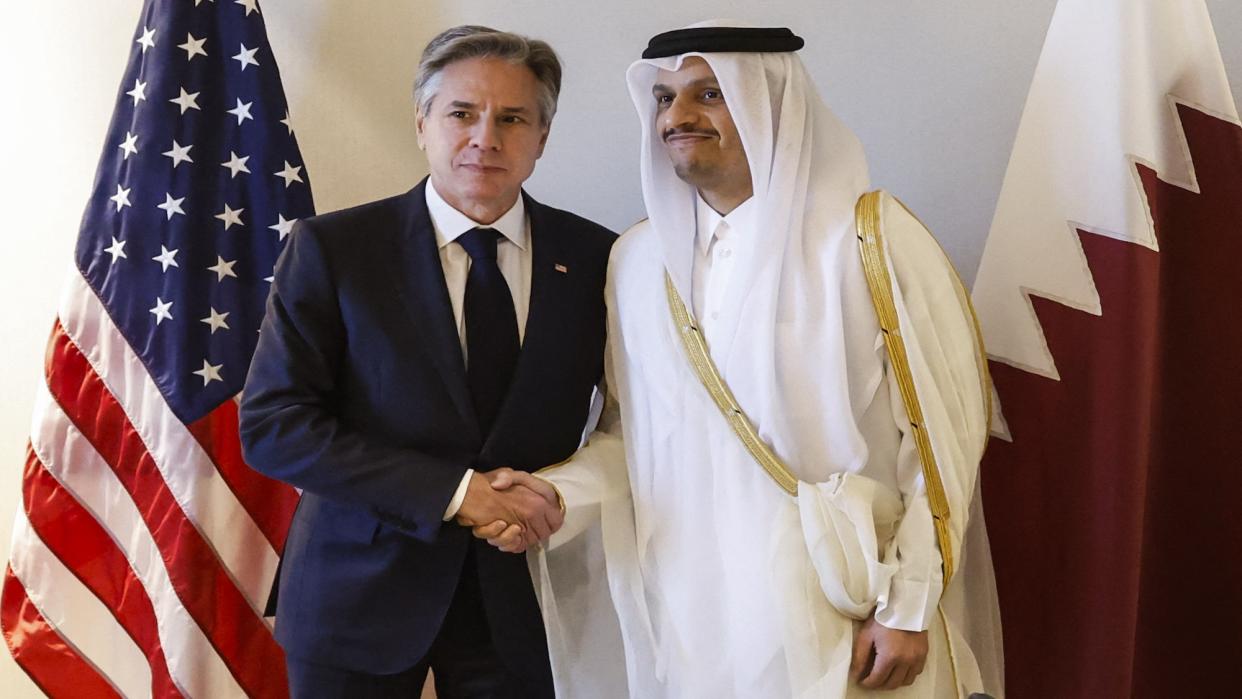  U.S. Secretary of State Antony Blinken and Qatari Prime Minister Mohammed bin Abdulrahman al-Thani . 