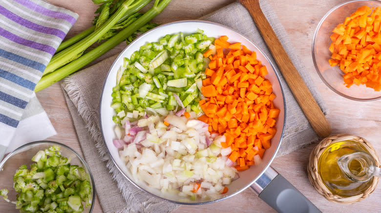 Fresh ingredients for mirepoix