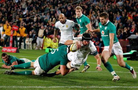 Rugby Union - Rugby Test - Ireland v South Africa - Johannesburg South Africa - 18/06/16. South Africa's Warren Whiteley (C) scores a try . REUTERS/Siphiwe Sibeko