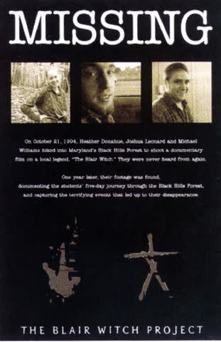 <p>Lions Gate Films/Entertainment Pictures/ZUMAPRESS.com</p> A promotional poster for 1999's 'The Blair Witch Project'