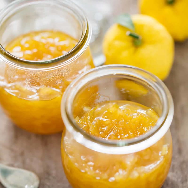 <p>Chopstick Chronicles</p><p>A delicious yuzu marmalade recipe without the strong bitter taste.</p><p><strong>Get the recipe: <a href="https://www.chopstickchronicles.com/yuzu-marmalade/" rel="nofollow noopener" target="_blank" data-ylk="slk:Yuzu Marmalade;elm:context_link;itc:0;sec:content-canvas" class="link "><em>Yuzu Marmalade</em></a></strong></p>