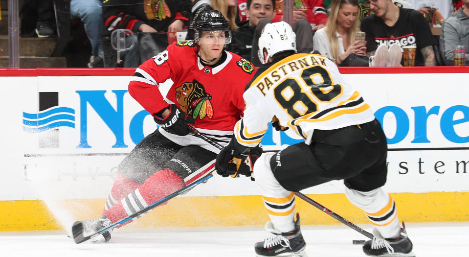 There's never a shortage of star power on display when the Bruins and Blackhawks meet. (Getty) 