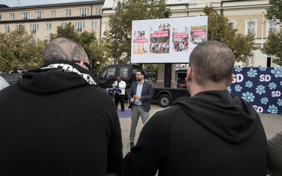 Jimmie Åkesson, leader of the far-Right Sweden Democrats, speaking in 2018  - Pascal Vossen