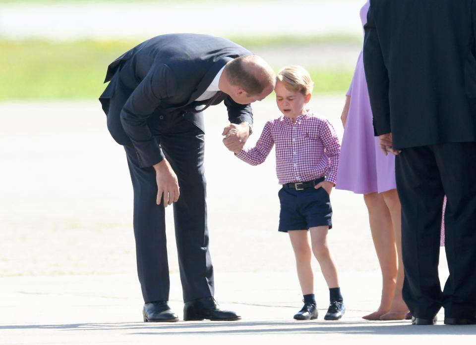 Prince George and Prince William departing from Hamburg airport on the last day of their official visit to Poland and Germany on July 21, 2017 in Hamburg, Germany.