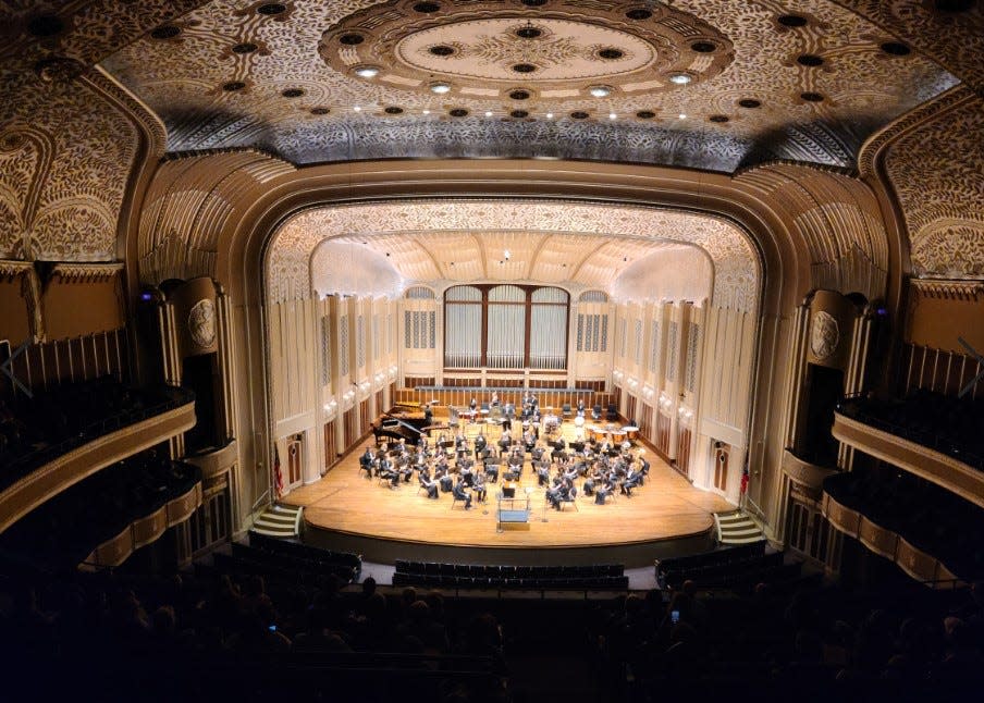 A view of the Wooster High School symphonic band from the balcony of Severance Music Center during Sunday's Northeast Ohio Band Invitational.