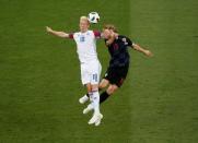 Soccer Football - World Cup - Group D - Iceland vs Croatia - Rostov Arena, Rostov-on-Don, Russia - June 26, 2018 Iceland's Hordur Bjorgvin Magnusson in action with Croatia's Tin Jedvaj REUTERS/Grigory Dukor