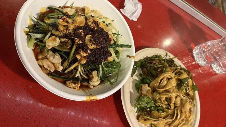 two vegan noodle dishes