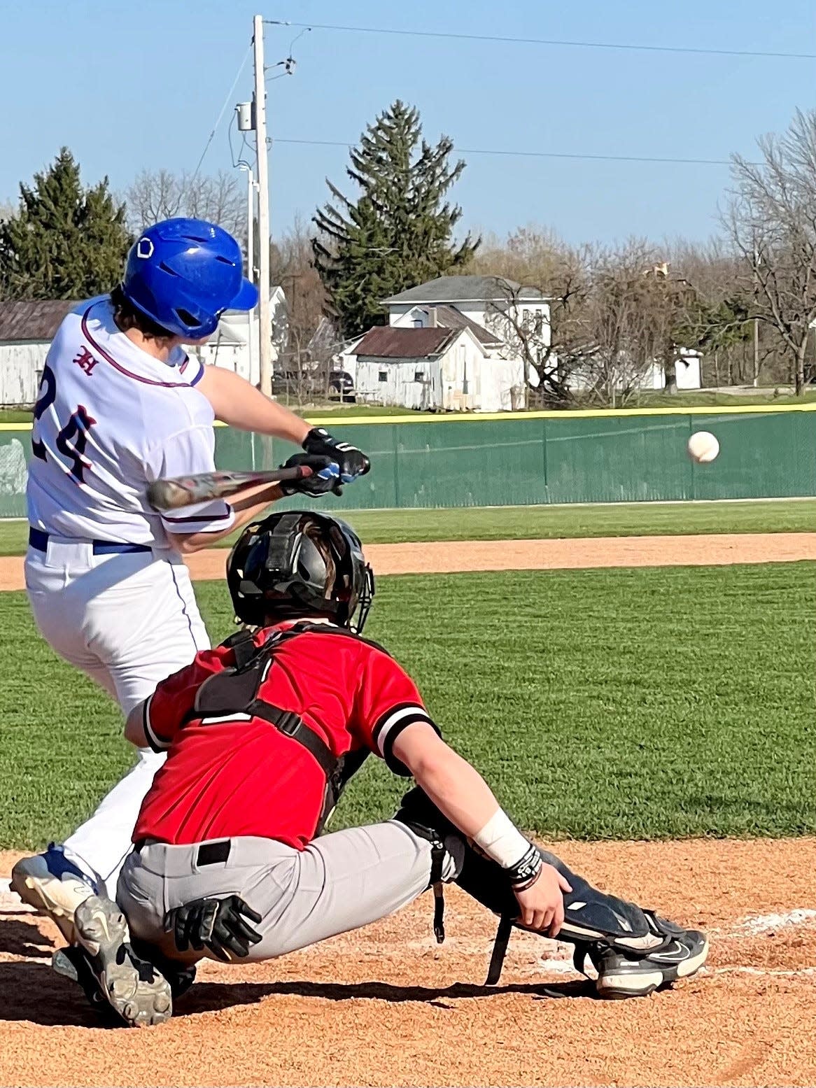 Highland's Gavin Wiggand swings at a pitch during a home baseball game against Marion Harding last year. The Scots started the season with a 5-0 record last week.