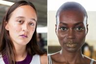 <p>Over at Ekhaus Latta, make-up artist Kanako Takase went for a more youthful, painterly look inspired by the wild child vibe of the models - children, musicians and mums included.</p><p>Takase described the multi-coloured, hyper glossy look as, 'a watercolour, marbleised lip'. Could marble print lips be the most millennial-friendly beauty trend to hit NYFW?<br></p>