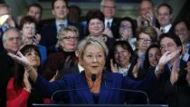 Quebec's Premier Pauline Marois speaks during a news conference before calling an election at the National Assembly in Quebec City, March 5, 2014. Quebec voters will head to the poll for a provincial election on April 7. REUTERS/Mathieu Belanger (CANADA - Tags: POLITICS)