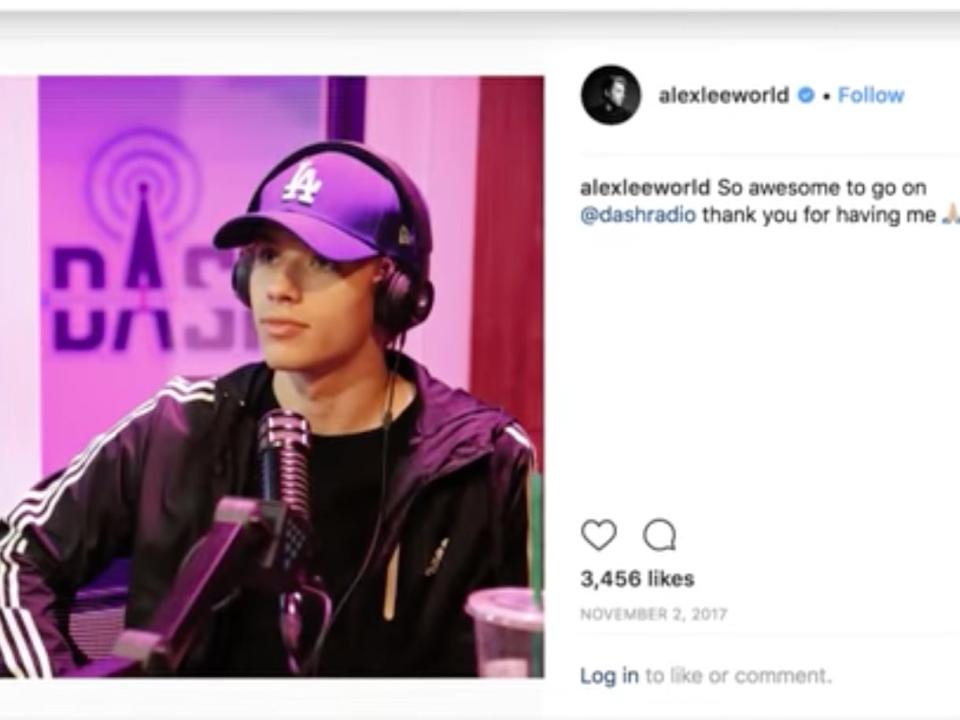 screenshot of Alex Lee's former instagram showing him in an interview, shared by Nicki Swift on YouTube