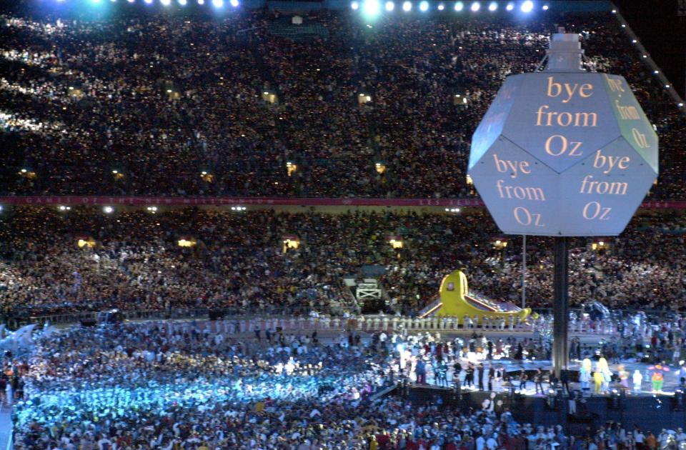 General View of the Closing Ceremony at the Olympic Stadium on day 16 of the Sydney 2000 Olympic Games. (Mark Dadswell /Allsport)